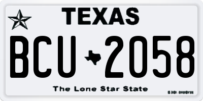 TX license plate BCU2058