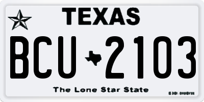 TX license plate BCU2103
