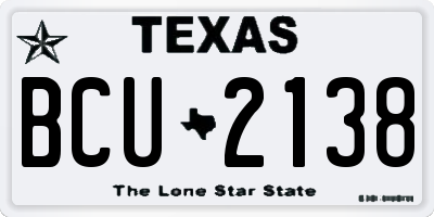 TX license plate BCU2138