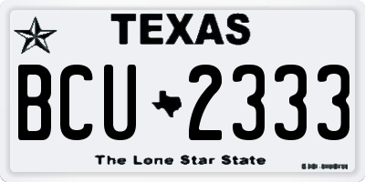 TX license plate BCU2333