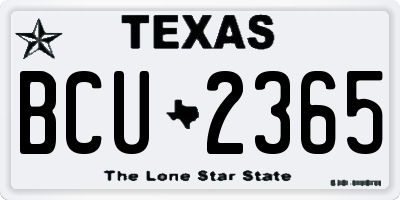 TX license plate BCU2365