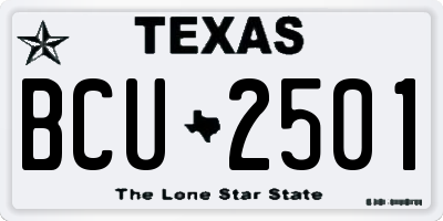 TX license plate BCU2501