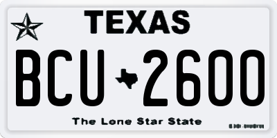 TX license plate BCU2600