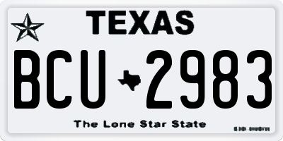 TX license plate BCU2983