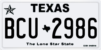 TX license plate BCU2986