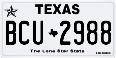 TX license plate BCU2988