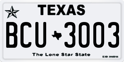 TX license plate BCU3003