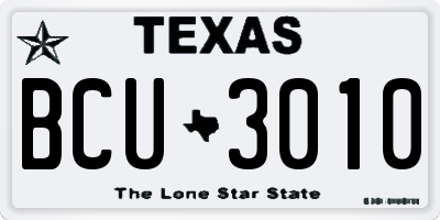 TX license plate BCU3010
