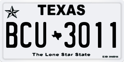 TX license plate BCU3011
