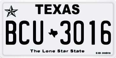 TX license plate BCU3016
