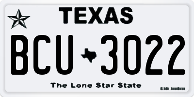 TX license plate BCU3022