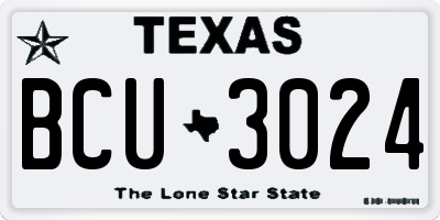 TX license plate BCU3024