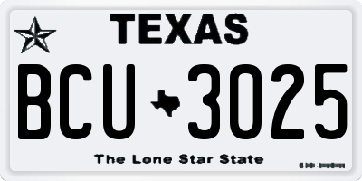 TX license plate BCU3025
