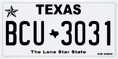 TX license plate BCU3031