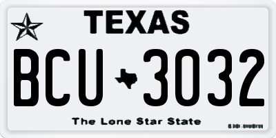 TX license plate BCU3032