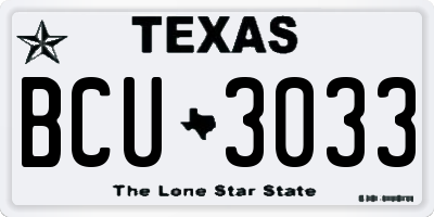 TX license plate BCU3033