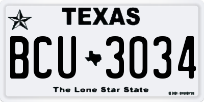 TX license plate BCU3034