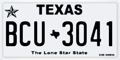 TX license plate BCU3041