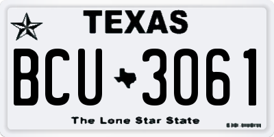 TX license plate BCU3061