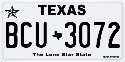 TX license plate BCU3072