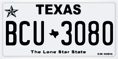 TX license plate BCU3080