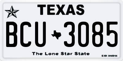 TX license plate BCU3085