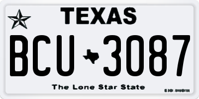 TX license plate BCU3087