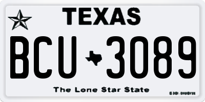TX license plate BCU3089