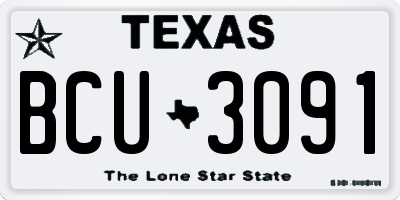 TX license plate BCU3091