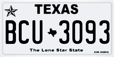 TX license plate BCU3093