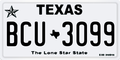 TX license plate BCU3099