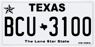 TX license plate BCU3100