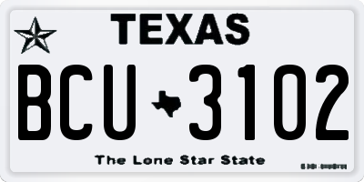 TX license plate BCU3102