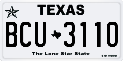 TX license plate BCU3110