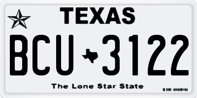 TX license plate BCU3122