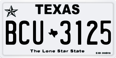 TX license plate BCU3125