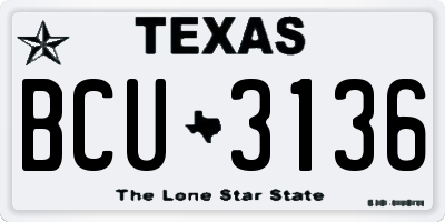 TX license plate BCU3136