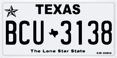 TX license plate BCU3138