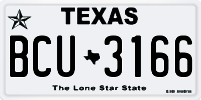 TX license plate BCU3166