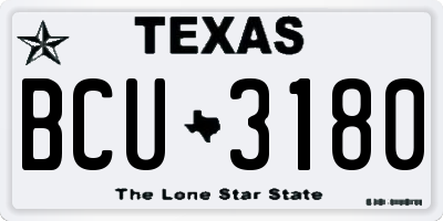 TX license plate BCU3180