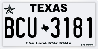 TX license plate BCU3181