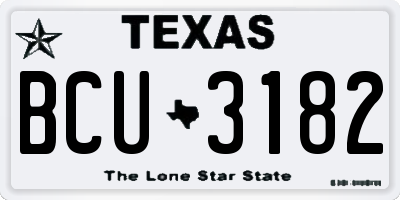 TX license plate BCU3182