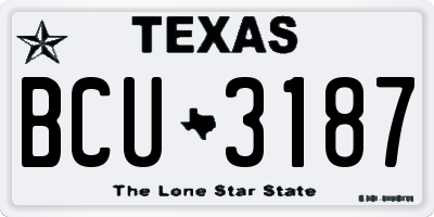 TX license plate BCU3187