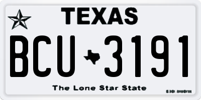 TX license plate BCU3191