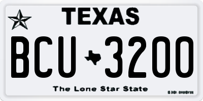 TX license plate BCU3200