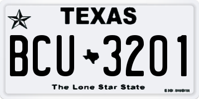 TX license plate BCU3201