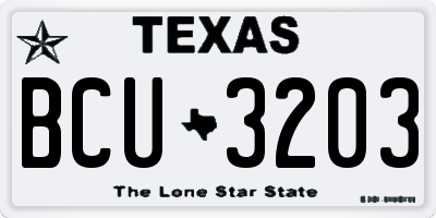 TX license plate BCU3203