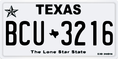 TX license plate BCU3216