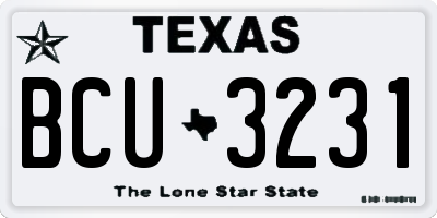 TX license plate BCU3231