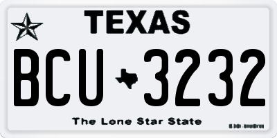 TX license plate BCU3232